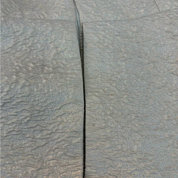 Rickie Freeman Teri Jon Peplum Gold Metallic Textured Jacquard Asymmetric Dress - Picture 11 of 11